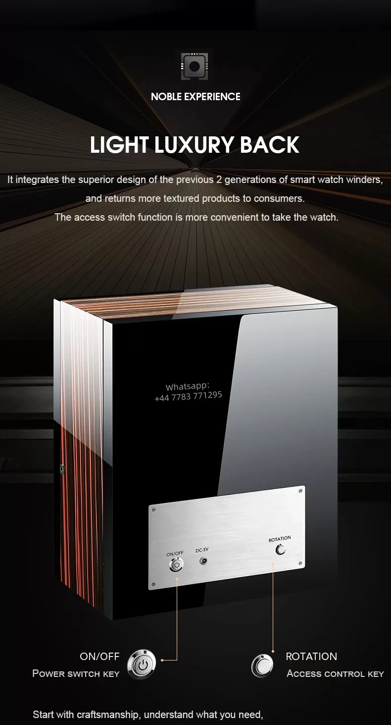 Luxury 4-Slot Automatic Watch Winder with Silent Mabuchi Motor, Touch Screen Display, W... - SKU LAWW1026 - UGI Packaging