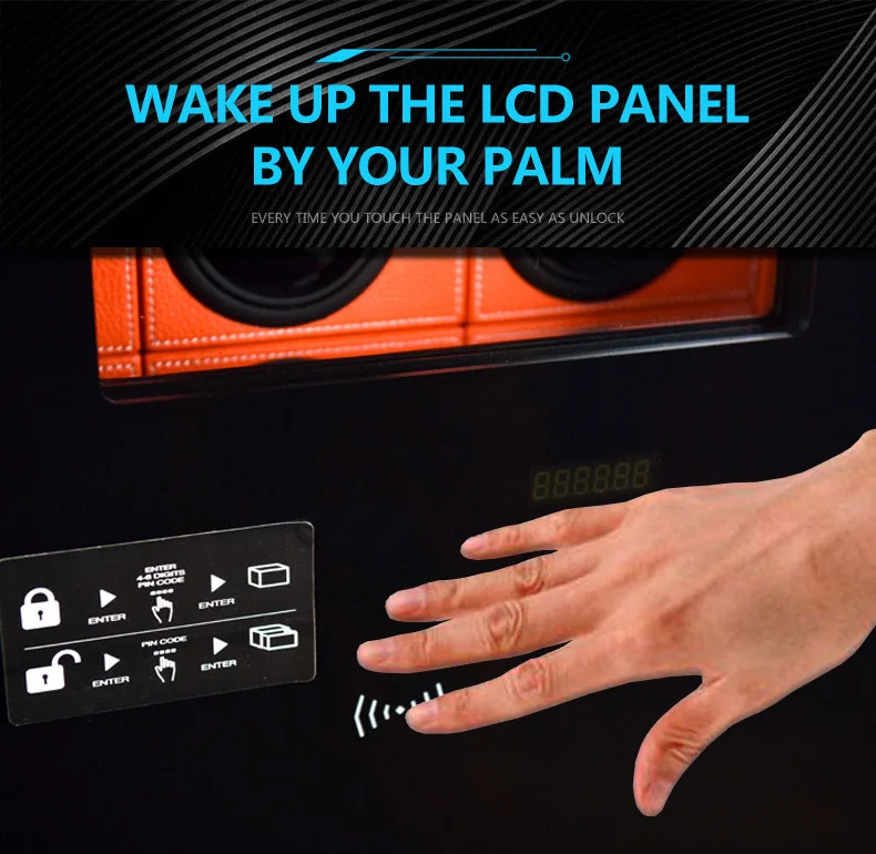 Automatic Watch Winder Safe Box with 6/9/12 Slots, Intelligent Rotation Programs 650–1950 TPD, Carbon Steel Hidden Strongbox with Fingerprint Unlock, Digital Code, Key Access, Alarm and Security Glass 8