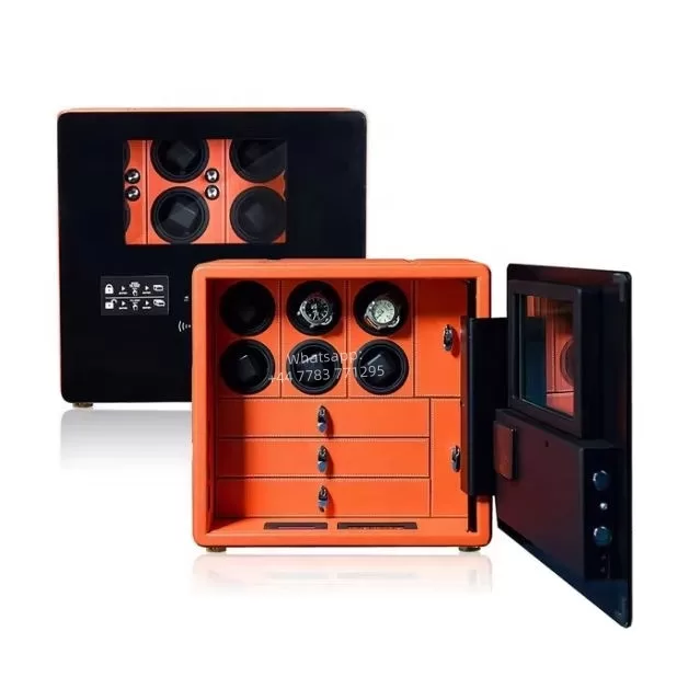 Custom Luxury Biometric Watch Winder Safe Box with 6, 9, or 12 Automatic Watch Rotating Winders, LED Display, Hidden Jewelry Drawers, Fingerprint Lock, Fireproof Carbon Steel Security Safe for Home or Office - 图片 2