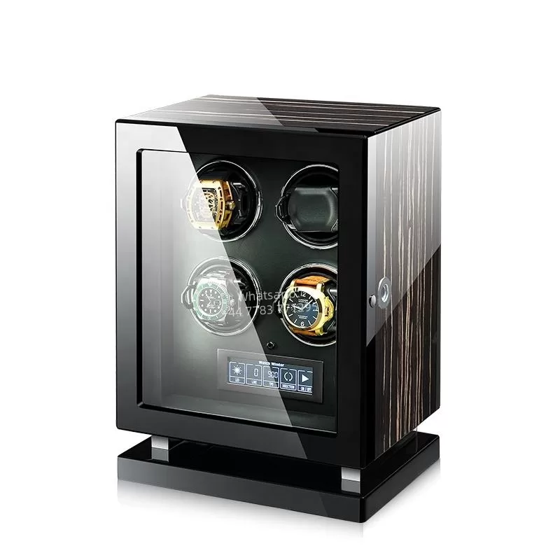 Luxury 4-Slot Automatic Watch Winder with Fingerprint Unlock, Touchscreen Control, Interior LED Backlight, Sustainable Wood & Leather Design, Silent Japanese Motors, OEM/ODM Customization, CE & EPR Certified - 图片 10