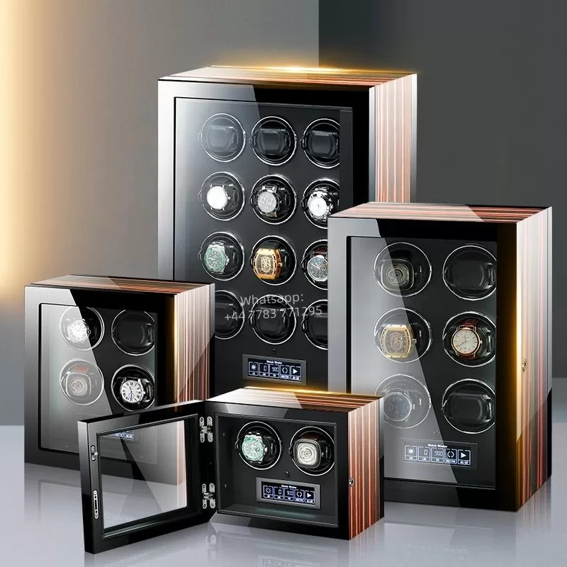 Luxury 4-Slot Automatic Watch Winder with Silent Mabuchi Motor, Touch Screen Display, Wooden Case Organizer with Remote Control, Leather Interior, Shock-Resistant, Sustainable Materials, Protective Storage for Men & Women Watches - 图片 18