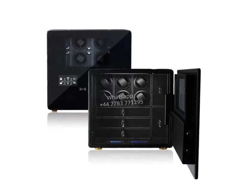 Custom Luxury Biometric Watch Winder Safe Box with 6, 9, or 12 Automatic Watch Rotating Winders, LED Display, Hidden Jewelry Drawers, Fingerprint Lock, Fireproof Carbon Steel Security Safe for Home or Office - 图片 3