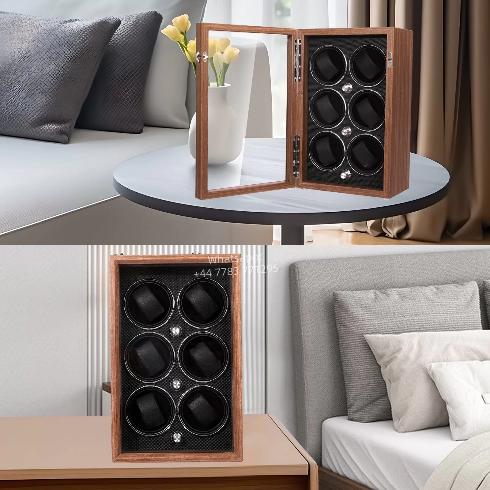 Luxury 1,2,4,6-Slot Wooden Automatic Watch Winder Box with Clear Glass Display, Custom ... - SKU LAWW0855 - UGI Packaging