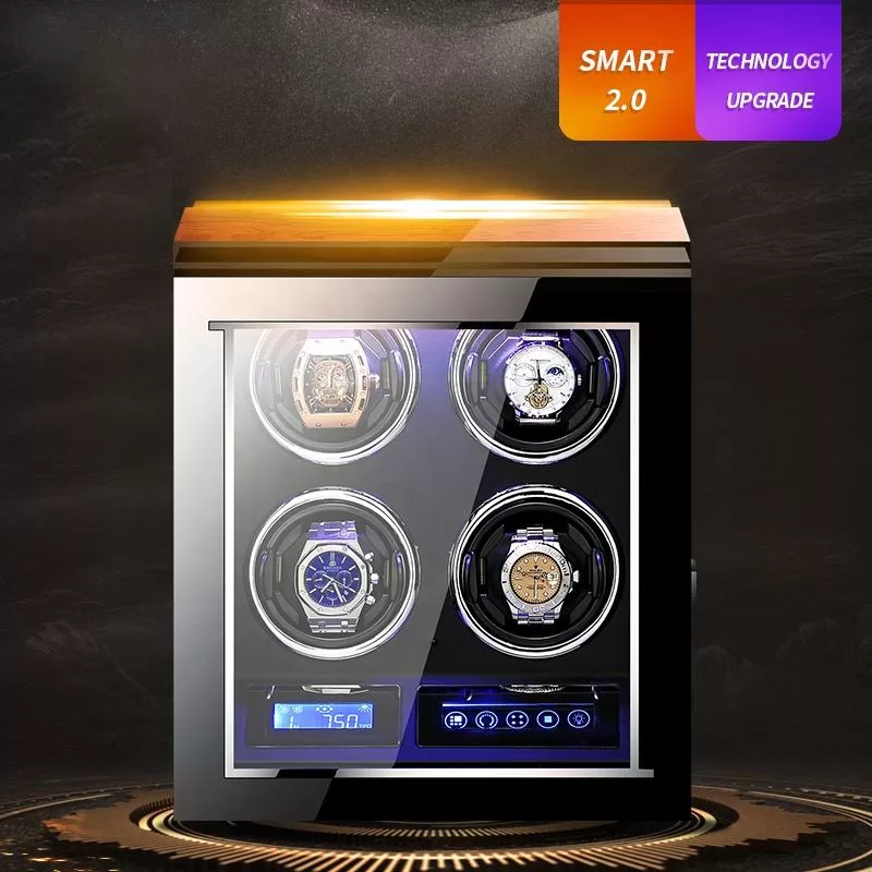 Luxury 4-Slot Automatic Watch Winder with Silent Mabuchi Motor, Touch Screen Display, W... - SKU LAWW1026 - UGI Packaging