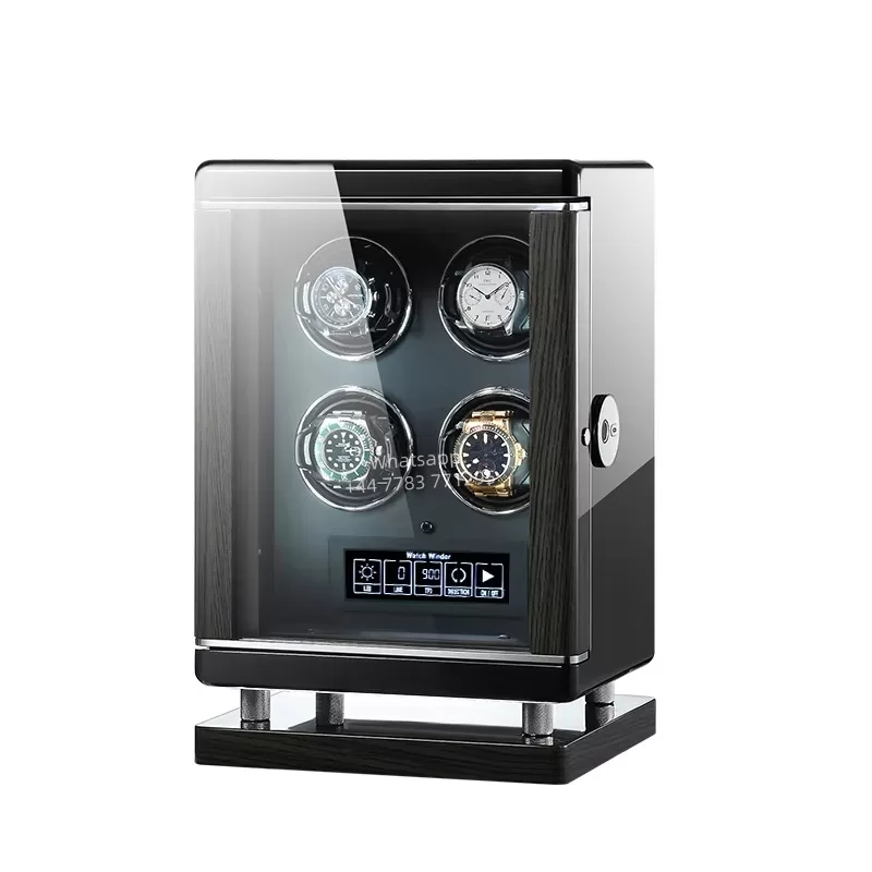 Luxury Wooden Automatic Watch Winder Safe Box with LCD Display, Fingerprint Unlock, 2,3,4,6,8,9,12 Slots for Mechanical Watches, Jewelry and Money Storage, Secure Biometric Shaker with Fireproof Protection - 图片 5