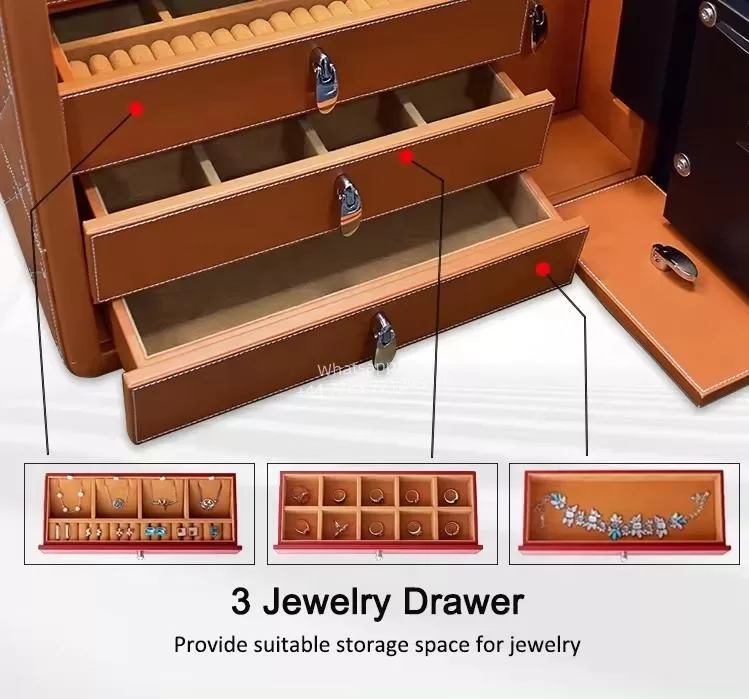 Custom Luxury Biometric Watch Winder Safe Box with 6, 9, or 12 Automatic Watch Rotating... - SKU LAWW1107 - UGI Packaging