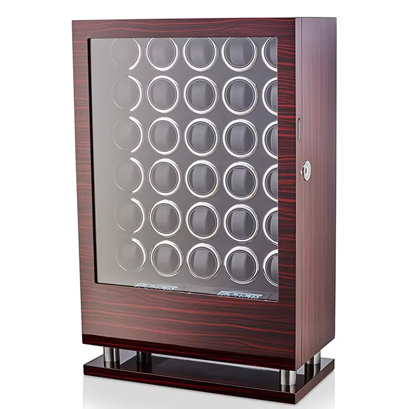 Luxury 24-30 Slot Automatic Watch Winder Safe Box with Fingerprint Lock, Touch Screen, Remote Control, Suede Interior, Water and Shock Resistant MDF Case, Sustainable Storage Cabinet for Watch Collectors