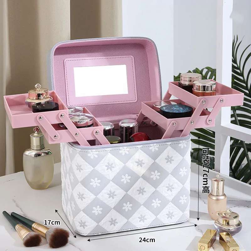 Travel Makeup Organizer 👜 Large Capacity Women’s PU Leather Travel Makeup Bag – Portable Cosmetic Organizer for Cosmetics, Toiletries, Skincare, and Jewelry – Multi-Use Storage Box for Travel, Work, Daily Use, and Gifts 2