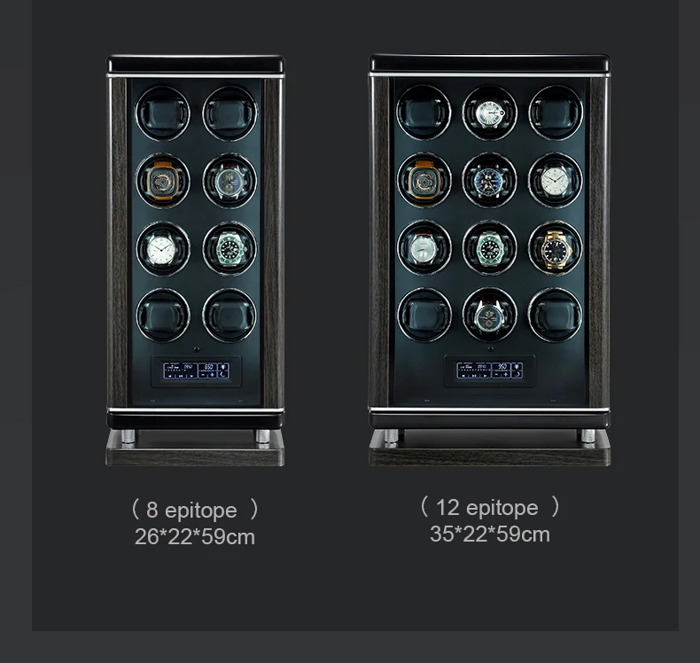 Luxury Wooden Automatic Watch Winder Safe Box with LCD Display, Fingerprint Unlock, 2,3,4,6,8,9,12 Slots for Mechanical Watches, Jewelry and Money Storage, Secure Biometric Shaker with Fireproof Protection 20