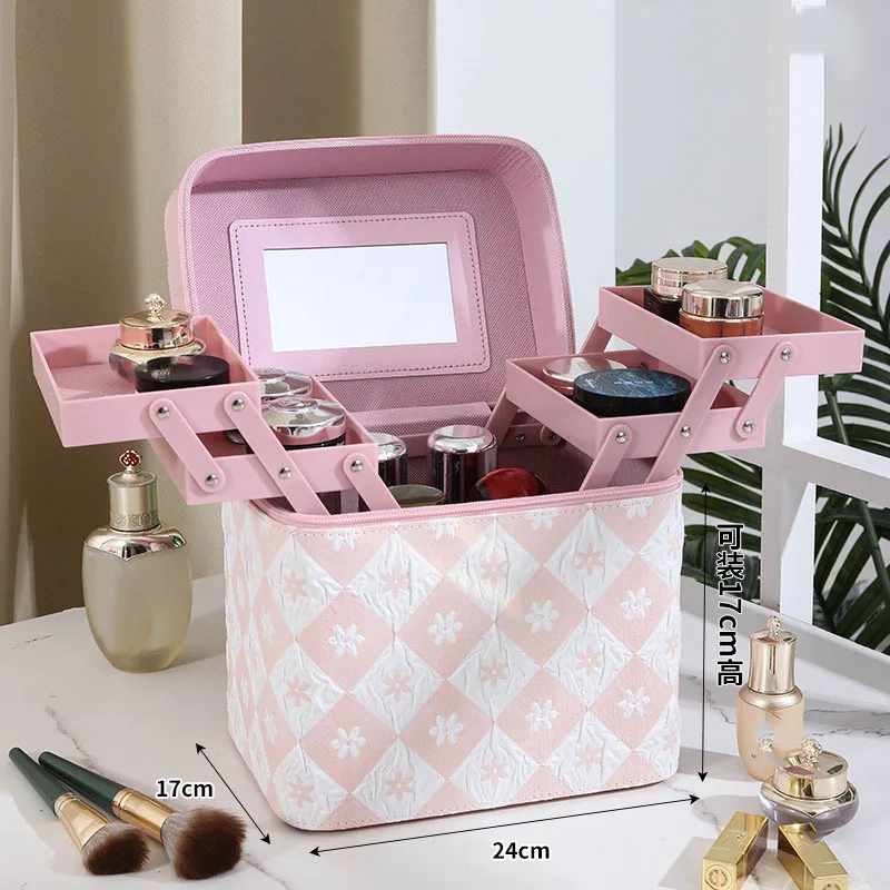 Travel Makeup Organizer 👜 Large Capacity Women’s PU Leather Travel Makeup Bag – Portable Cosmetic Organizer for Cosmetics, Toiletries, Skincare, and Jewelry – Multi-Use Storage Box for Travel, Work, Daily Use, and Gifts - 图片 4