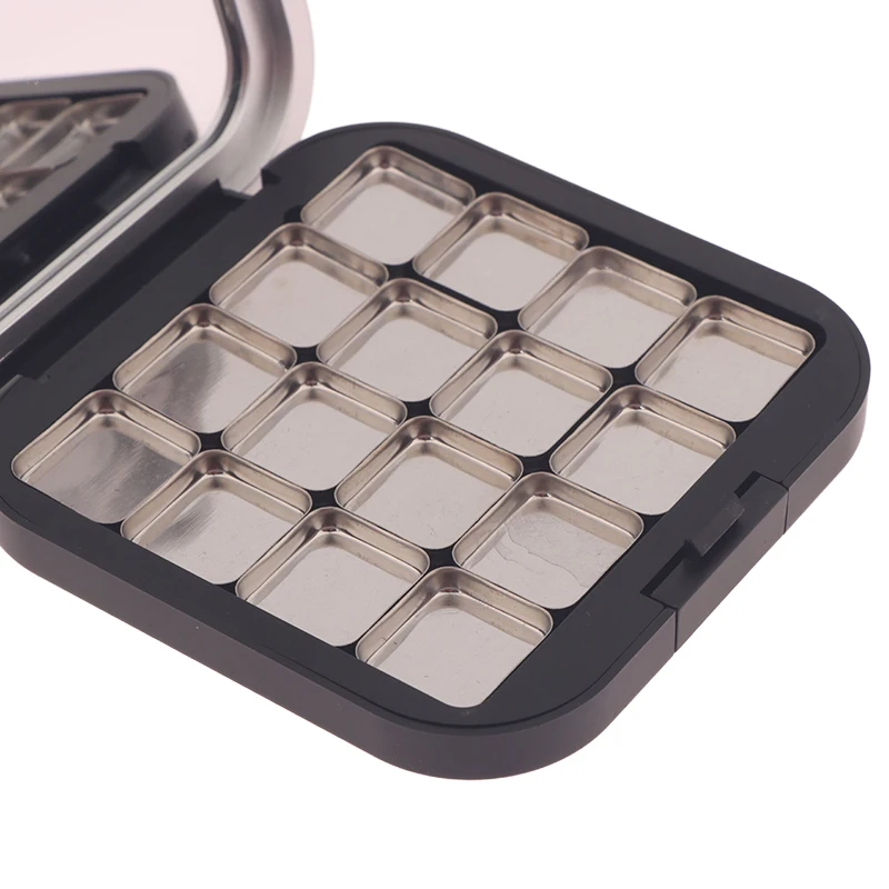 Matte Black Empty Magnetic Eyeshadow Palette, Refillable Makeup Case with Mirror and 16 Pans, Portable DIY Eye Shadow Organizer Storage Box for Pressed Powder, Blush, Lip Gloss, Beginners 7