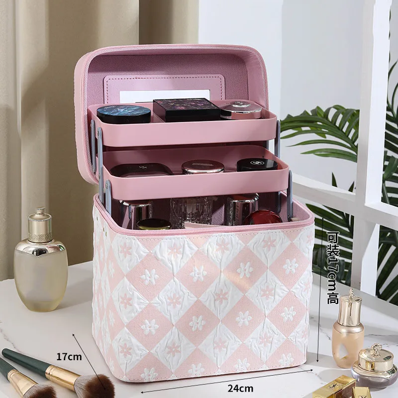 Travel Makeup Organizer 👜 Large Capacity Women’s PU Leather Travel Makeup Bag – Portable Cosmetic Organizer for Cosmetics, Toiletries, Skincare, and Jewelry – Multi-Use Storage Box for Travel, Work, Daily Use, and Gifts - 图片 9