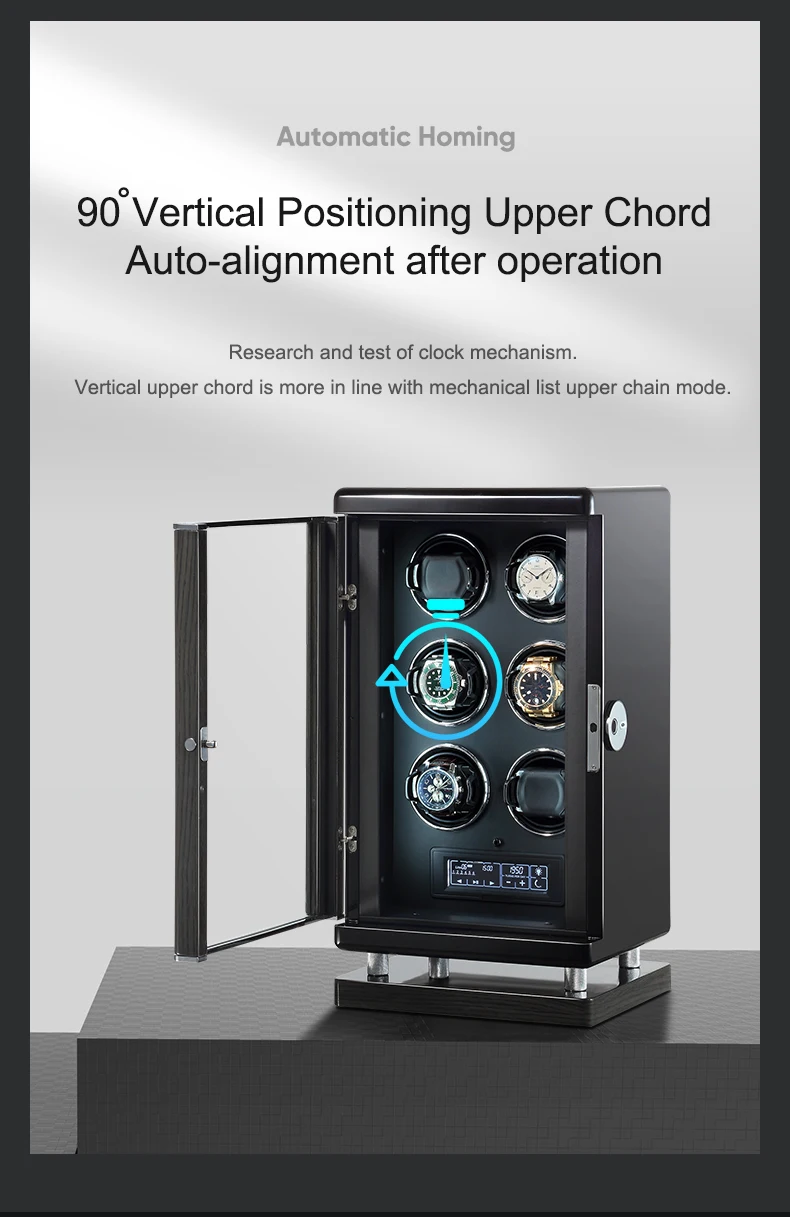 Luxury Wooden Automatic Watch Winder Safe Box with LCD Display, Fingerprint Unlock, 2,3,4,6,8,9,12 Slots for Mechanical Watches, Jewelry and Money Storage, Secure Biometric Shaker with Fireproof Protection 14