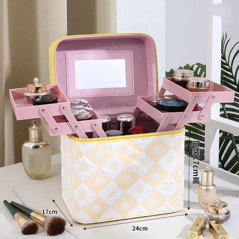 Travel Makeup Organizer 👜 Large Capacity Women’s PU Leather Travel Makeup Bag – Portable Cosmetic Organizer for Cosmetics, Toiletries, Skincare, and Jewelry – Multi-Use Storage Box for Travel, Work, Daily Use, and Gifts 1