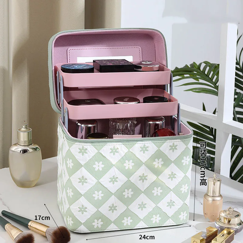 Travel Makeup Organizer 👜 Large Capacity Women’s PU Leather Travel Makeup Bag – Portable Cosmetic Organizer for Cosmetics, Toiletries, Skincare, and Jewelry – Multi-Use Storage Box for Travel, Work, Daily Use, and Gifts - 图片 12