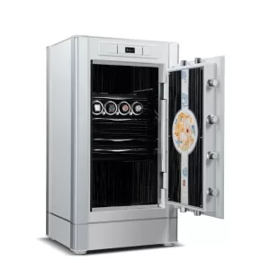 Luxury Leather Watch Winder Safe with 4-Slot Storage, Fingerprint Unlock, Fireproof & Anti-Theft Protection, Secure Jewelry & Firearm Organizer, Customizable Interior Colors, OEM/ODM, CE Certified