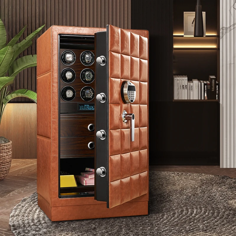 Premium 6,9,12-Slot Automatic Watch Winder Safe Box with Fingerprint, Digital Password & Key Unlock, High-End Steel Strongbox with Leather Suede Interior, Fireproof Jewelry Cabinet for Luxury Watch Storage - 图片 2