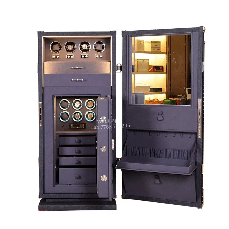Luxury Fingerprint Safe with Double Watch Winder for 4/6/8/12/24 Timepieces, Fireproof Jewelry and Cash Cabinet, Secure Storage for Gold, Patents and Valuables, OEM & ODM Orders Supported - 图片 11