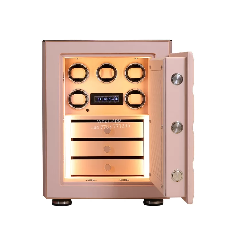 Premium 6,9,12-Slot Automatic Watch Winder Safe Box with Fingerprint, Digital Password & Key Unlock, High-End Steel Strongbox with Leather Suede Interior, Fireproof Jewelry Cabinet for Luxury Watch Storage - 图片 8