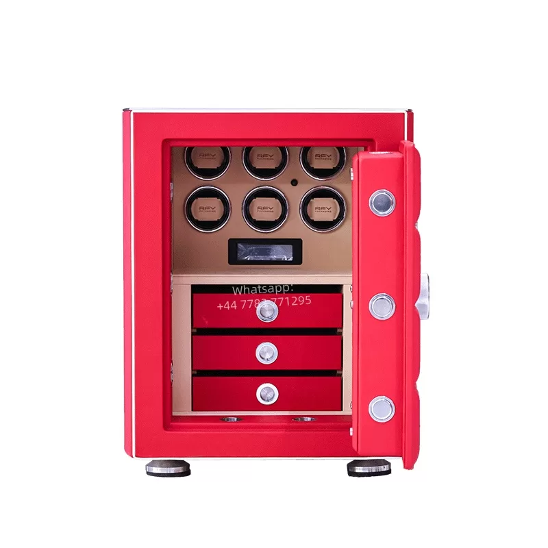 Premium 6,9,12-Slot Automatic Watch Winder Safe Box with Fingerprint, Digital Password & Key Unlock, High-End Steel Strongbox with Leather Suede Interior, Fireproof Jewelry Cabinet for Luxury Watch Storage - 图片 10