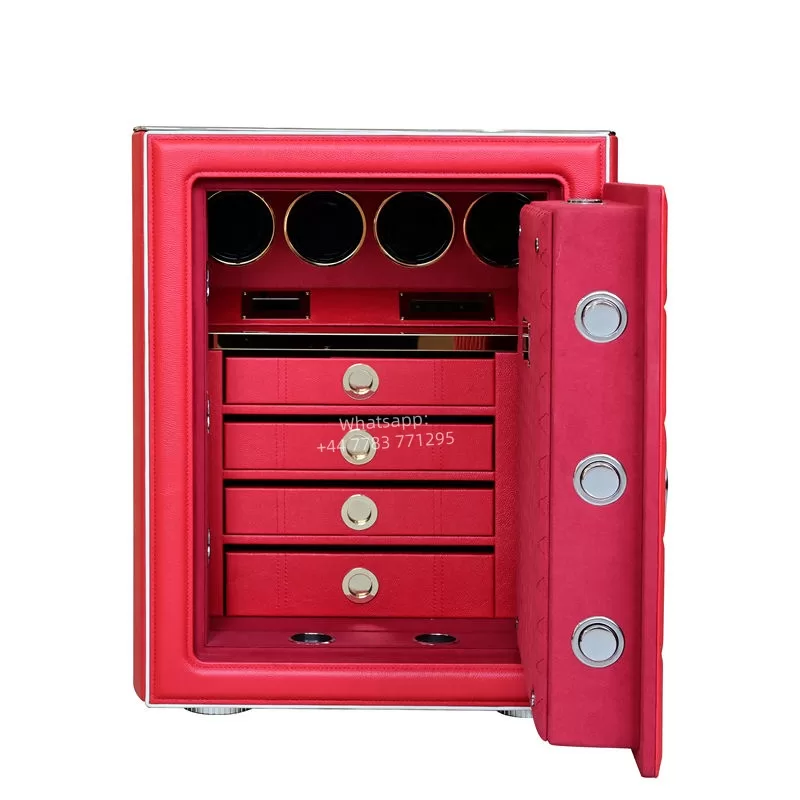 Premium 6,9,12-Slot Automatic Watch Winder Safe Box with Fingerprint, Digital Password & Key Unlock, High-End Steel Strongbox with Leather Suede Interior, Fireproof Jewelry Cabinet for Luxury Watch Storage - 图片 11