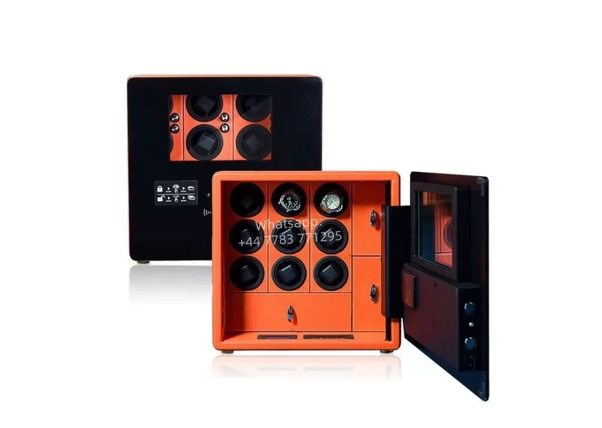 Custom Luxury Biometric Watch Winder Safe Box with 6, 9, or 12 Automatic Watch Rotating Winders, LED Display, Hidden Jewelry Drawers, Fingerprint Lock, Fireproof Carbon Steel Security Safe for Home or Office - 图片 10