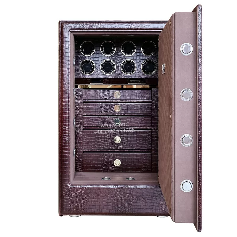 Premium 6,9,12-Slot Automatic Watch Winder Safe Box with Fingerprint, Digital Password & Key Unlock, High-End Steel Strongbox with Leather Suede Interior, Fireproof Jewelry Cabinet for Luxury Watch Storage - 图片 12
