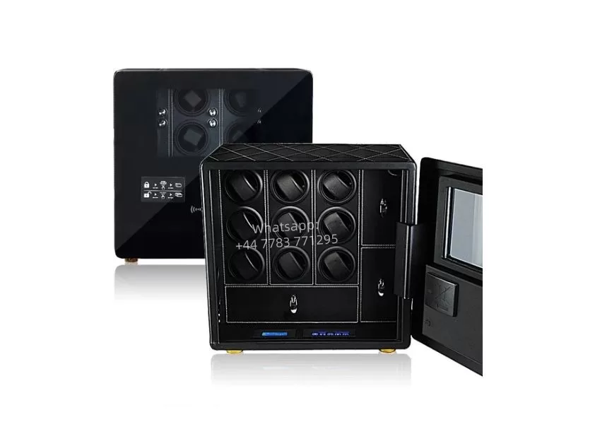 Custom Luxury Biometric Watch Winder Safe Box with 6, 9, or 12 Automatic Watch Rotating Winders, LED Display, Hidden Jewelry Drawers, Fingerprint Lock, Fireproof Carbon Steel Security Safe for Home or Office - 图片 11