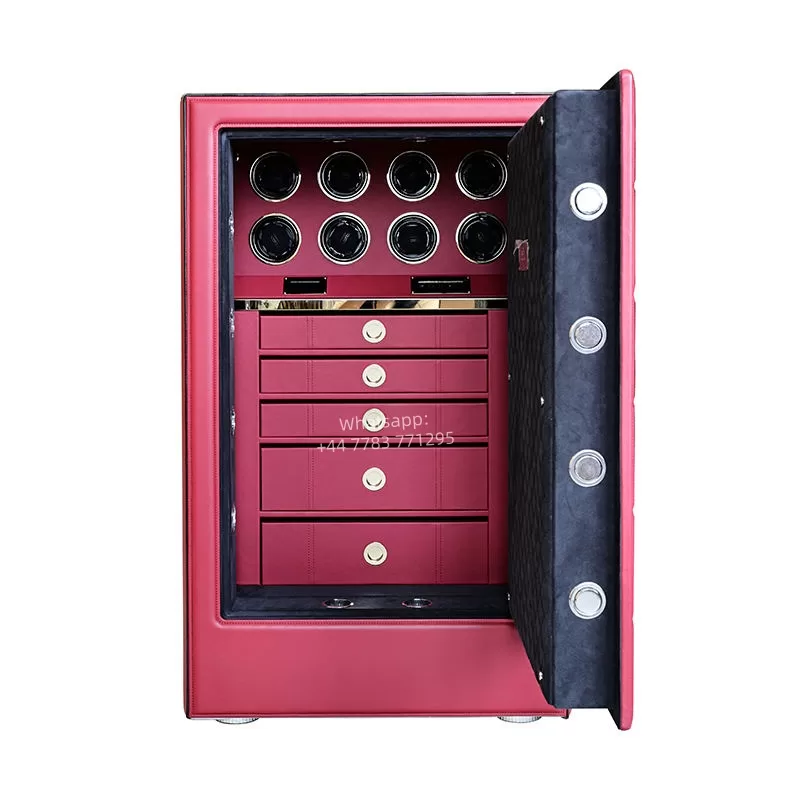 Premium 6,9,12-Slot Automatic Watch Winder Safe Box with Fingerprint, Digital Password & Key Unlock, High-End Steel Strongbox with Leather Suede Interior, Fireproof Jewelry Cabinet for Luxury Watch Storage - 图片 13