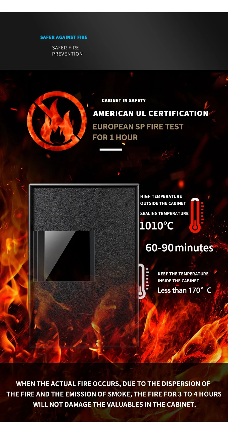 Luxury Fireproof Watch Winder Safe Cabinet, Steel Strongbox with Digital Touch Lock, Fingerprint Option, Anti-Theft Structure, Large Capacity for Jewelry, Gun, and Intelligent Home Storage Solutions 6