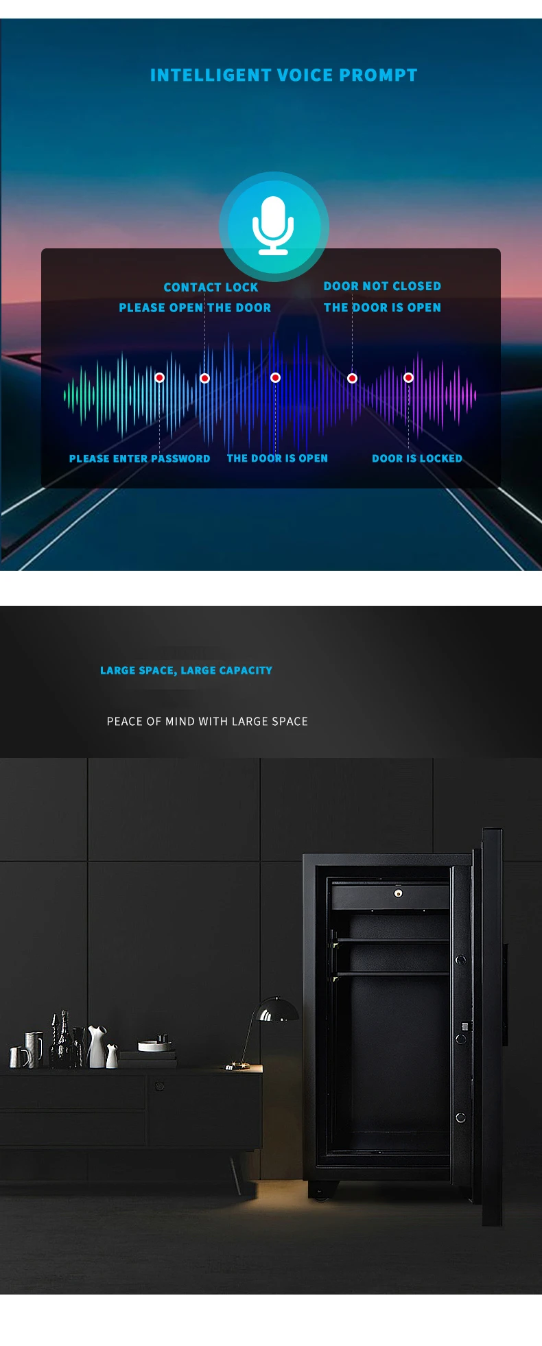 Luxury Fireproof Watch Winder Safe Cabinet, Steel Strongbox with Digital Touch Lock, Fingerprint Option, Anti-Theft Structure, Large Capacity for Jewelry, Gun, and Intelligent Home Storage Solutions 3