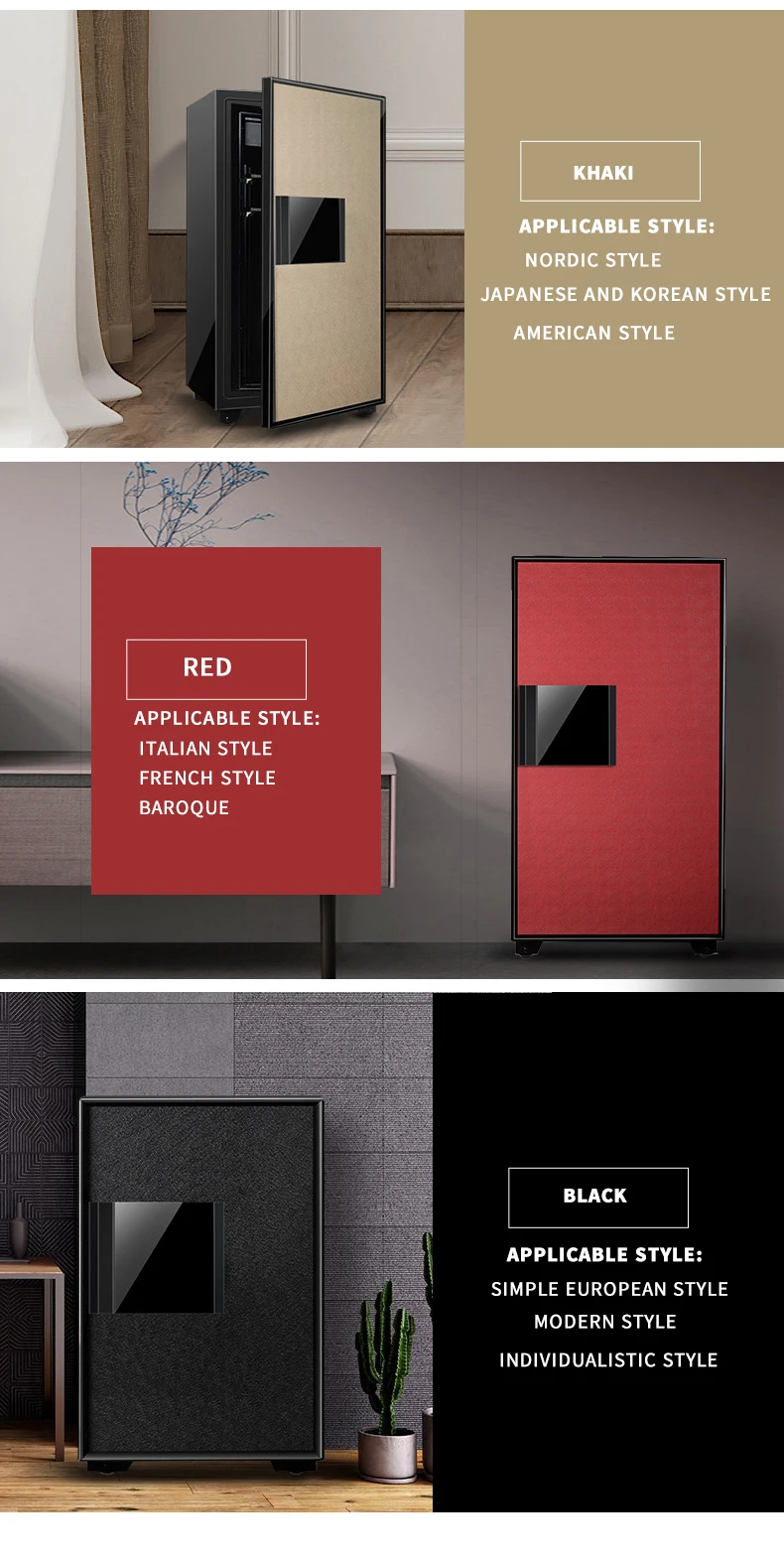 Luxury Fireproof Watch Winder Safe Cabinet, Steel Strongbox with Digital Touch Lock, Fingerprint Option, Anti-Theft Structure, Large Capacity for Jewelry, Gun, and Intelligent Home Storage Solutions 1