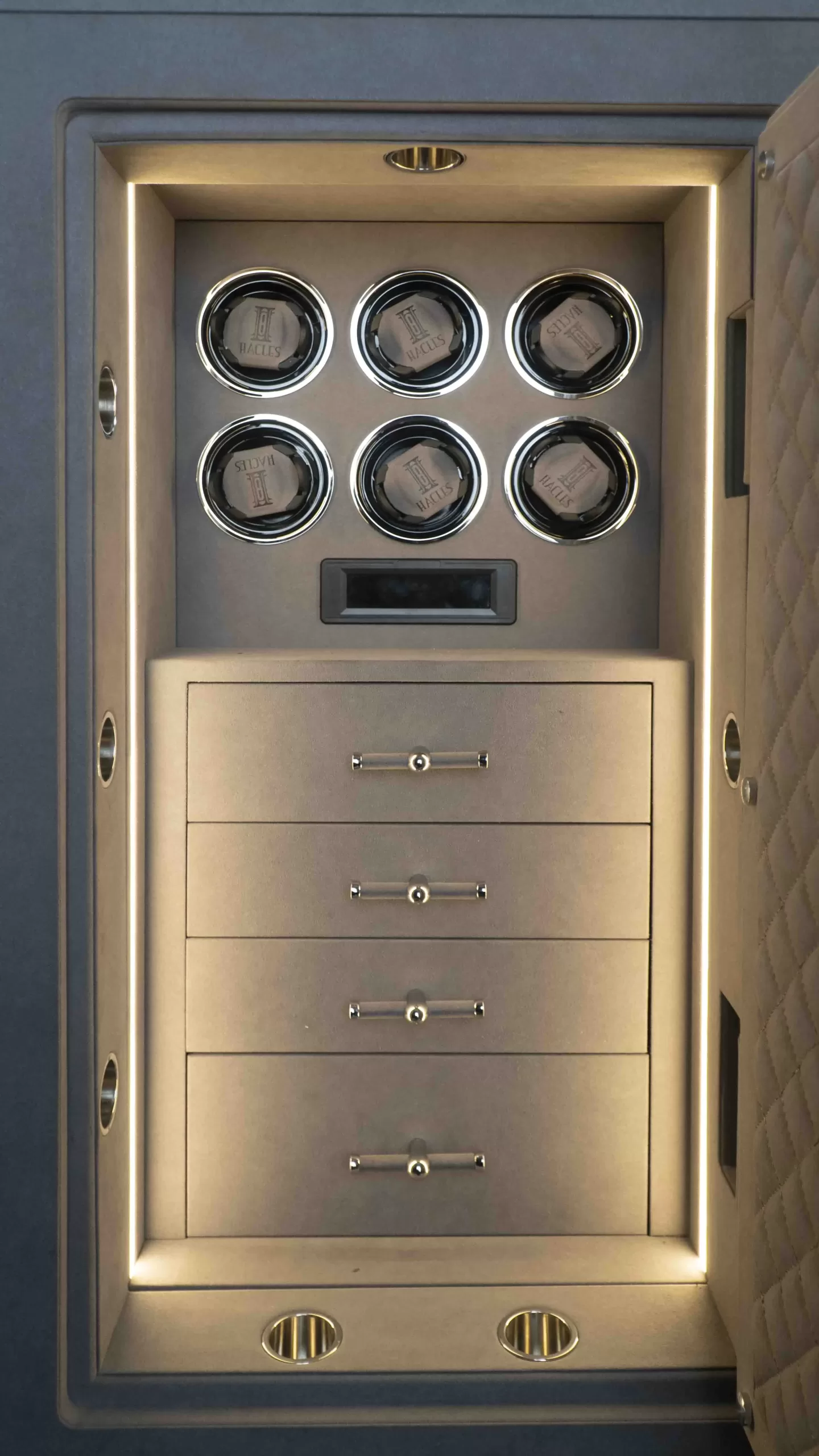 Luxury Fingerprint Safe with Double Watch Winder for 4/6/8/12/24 Timepieces, Fireproof Jewelry and Cash Cabinet, Secure Storage for Gold, Patents and Valuables, OEM & ODM Orders Supported 15