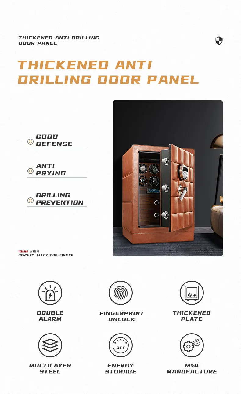 Premium 6,9,12-Slot Automatic Watch Winder Safe Box with Fingerprint, Digital Password & Key Unlock, High-End Steel Strongbox with Leather Suede Interior, Fireproof Jewelry Cabinet for Luxury Watch Storage 1