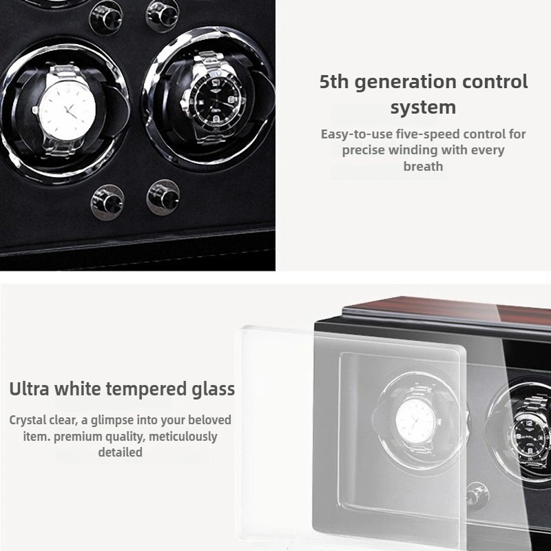Large Capacity Automatic Watch Winder Cabinet with Piano Lacquer Finish, Rectangular Wooden Multifunction Storage Box for Mechanical Watches, Jewelry & Timepieces, OEM/ODM Customizable, CE Certified 4
