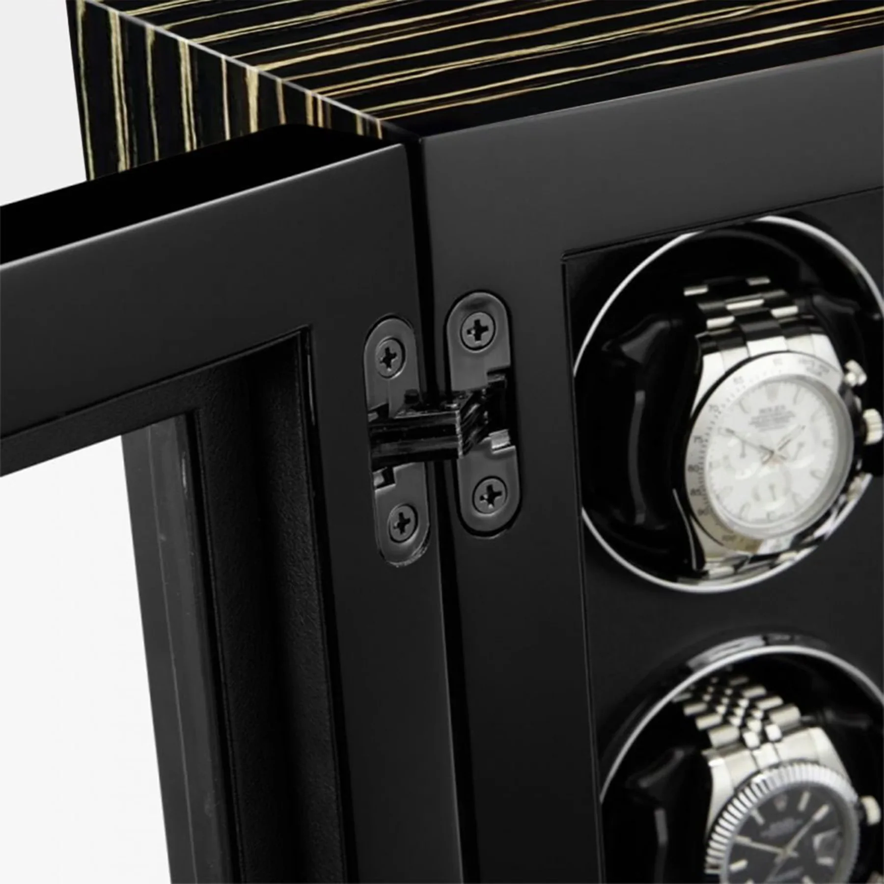 Luxury 4-Slot Automatic Watch Winder with Fingerprint Unlock, Touchscreen Control, Interior LED Backlight, Sustainable Wood & Leather Design, Silent Japanese Motors, OEM/ODM Customization, CE & EPR Certified - 图片 4