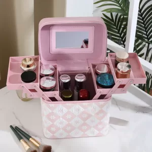 Travel Makeup Organizer 👜 Large Capacity Women’s PU Leather Travel Makeup Bag – Portable Cosmetic Organizer for Cosmetics, Toiletries, Skincare, and Jewelry – Multi-Use Storage Box for Travel, Work, Daily Use, and Gifts