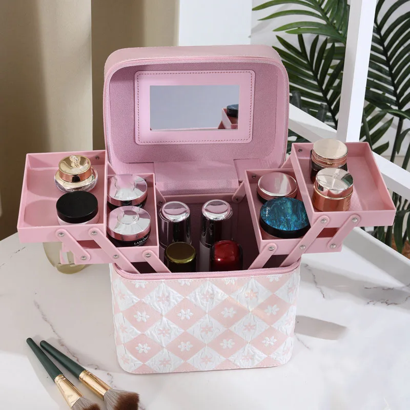 Travel Makeup Organizer 👜 Large Capacity Women’s PU Leather Travel Makeup Bag – Portable Cosmetic Organizer for Cosmetics, Toiletries, Skincare, and Jewelry – Multi-Use Storage Box for Travel, Work, Daily Use, and Gifts