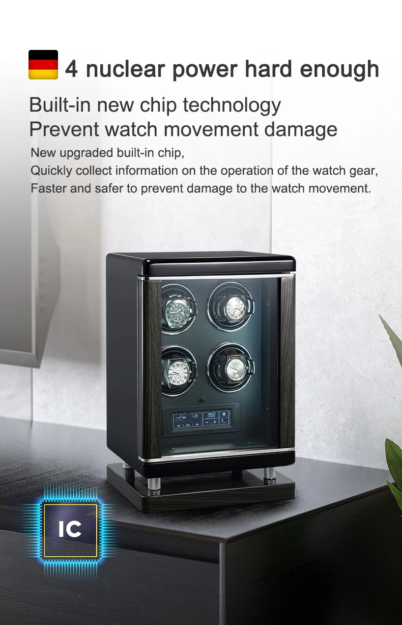 Luxury Wooden Automatic Watch Winder Safe Box with LCD Display, Fingerprint Unlock, 2,3,4,6,8,9,12 Slots for Mechanical Watches, Jewelry and Money Storage, Secure Biometric Shaker with Fireproof Protection 3