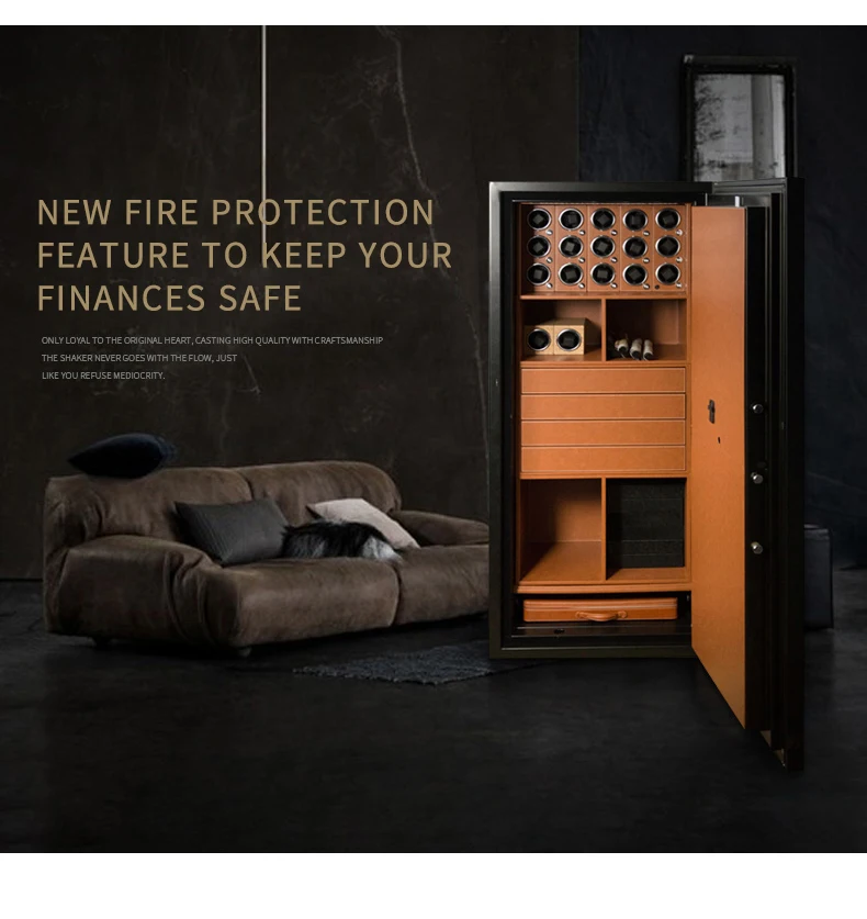 Luxury Fireproof Watch Winder Safe Cabinet, Steel Strongbox with Digital Touch Lock, Fingerprint Option, Anti-Theft Structure, Large Capacity for Jewelry, Gun, and Intelligent Home Storage Solutions 5