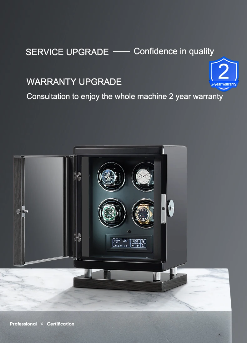 Luxury Wooden Automatic Watch Winder Safe Box with LCD Display, Fingerprint Unlock, 2,3,4,6,8,9,12 Slots for Mechanical Watches, Jewelry and Money Storage, Secure Biometric Shaker with Fireproof Protection 2