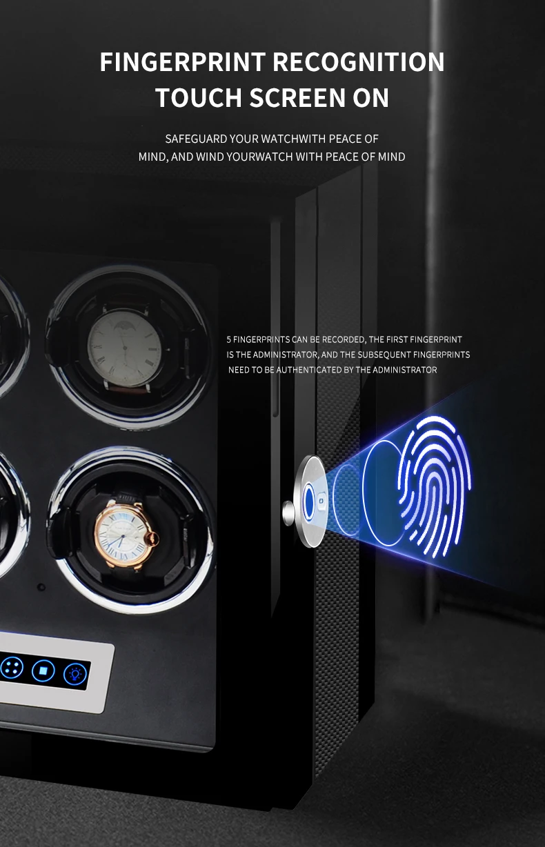 Luxury 24-30 Slot Automatic Watch Winder Safe Box with Fingerprint Lock, Touch Screen, Remote Control, Suede Interior, Water and Shock Resistant MDF Case, Sustainable Storage Cabinet for Watch Collectors 8