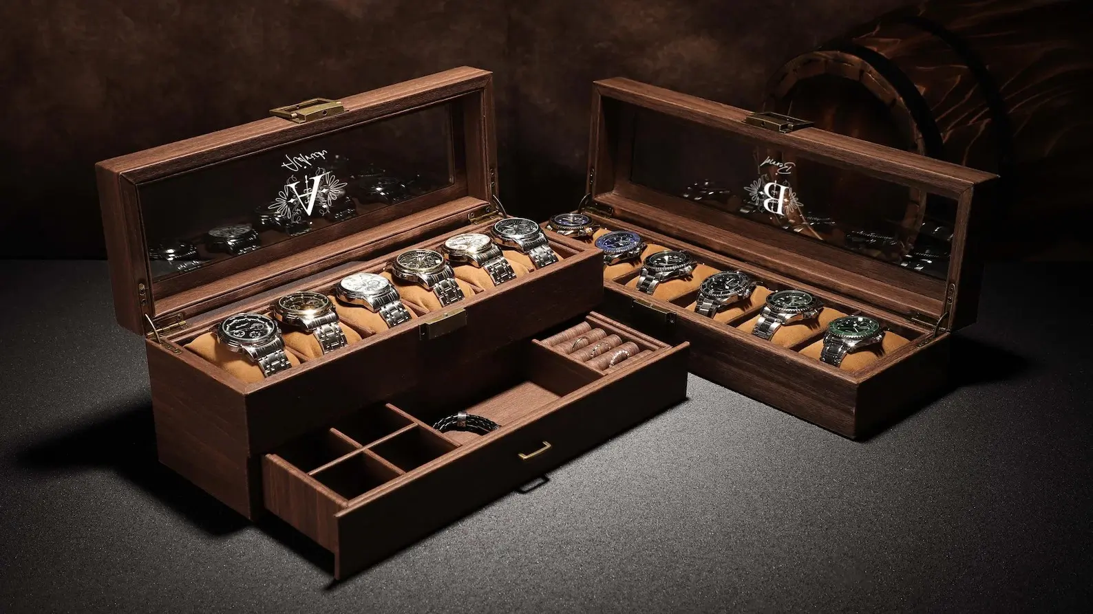 Luxury leather watch storage box organizer for men’s wristwatches