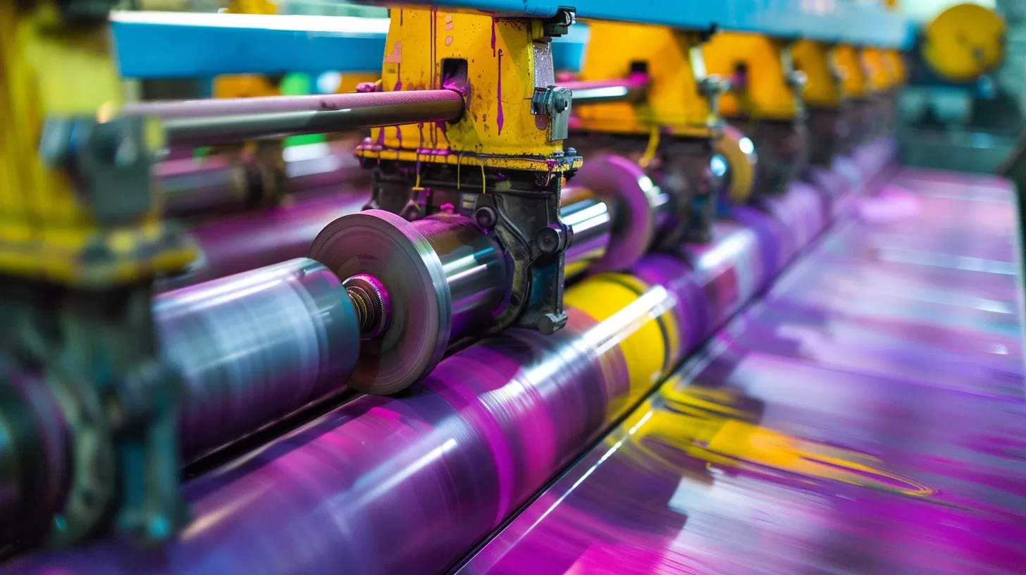 Thermal transfer printing materials guide showing paper substrates, water-based inks, PVA films, and plastic materials for packaging applications