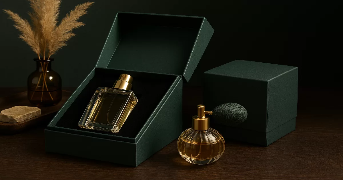 custom perfume bottle packaging manufacturer UGI Packaging luxury rigid gift box velvet insert